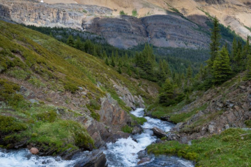 streaming water off dolomite peaks